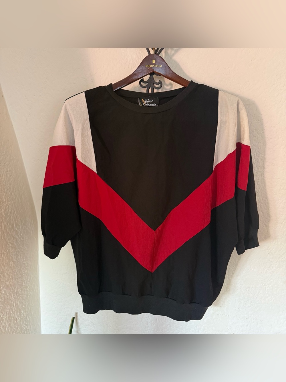 vintage 80’s Silver Threads colorblock sweatshirt a V-shaped chevron 2X